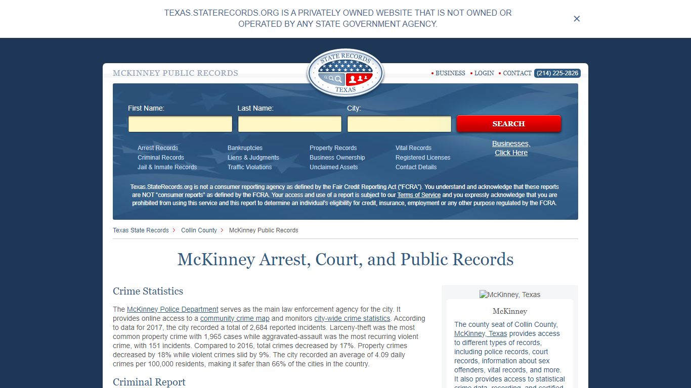 McKinney Arrest and Public Records | Texas.StateRecords.org
