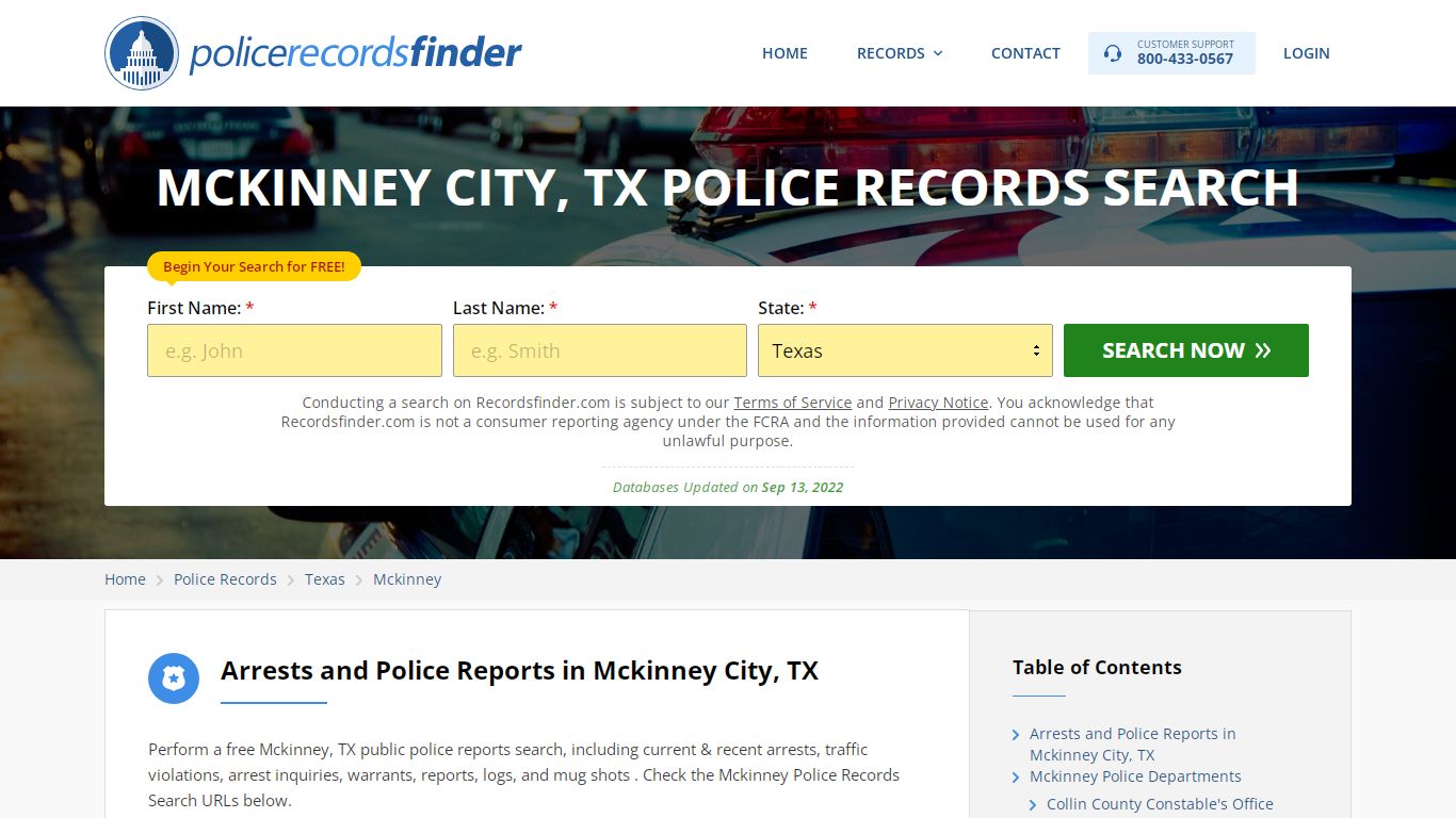 Mckinney, Collin County, TX Police Reports & Police Department Records