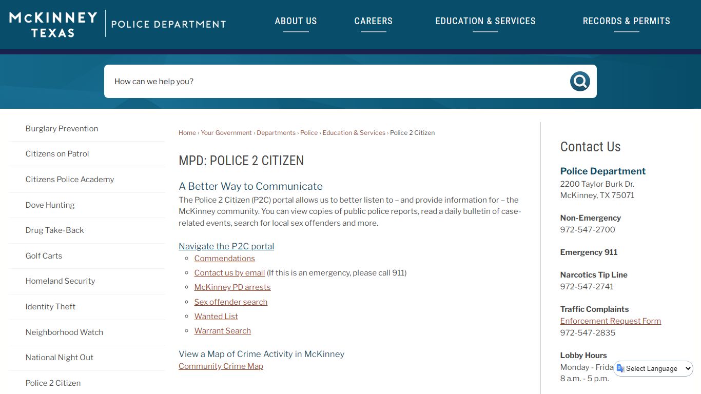 MPD: POLICE 2 CITIZEN | McKinney, TX - Official Website